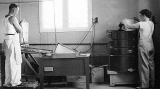 Theras Broadley (left) and Shirley Williams (right) processing honey. 
